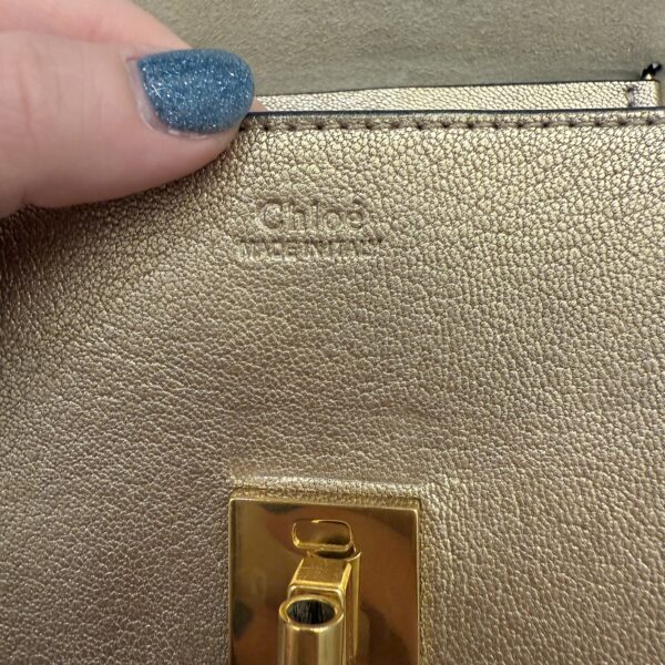 Chloe Grained Lambskin Mini Drew Shoulder Bag Light Gold