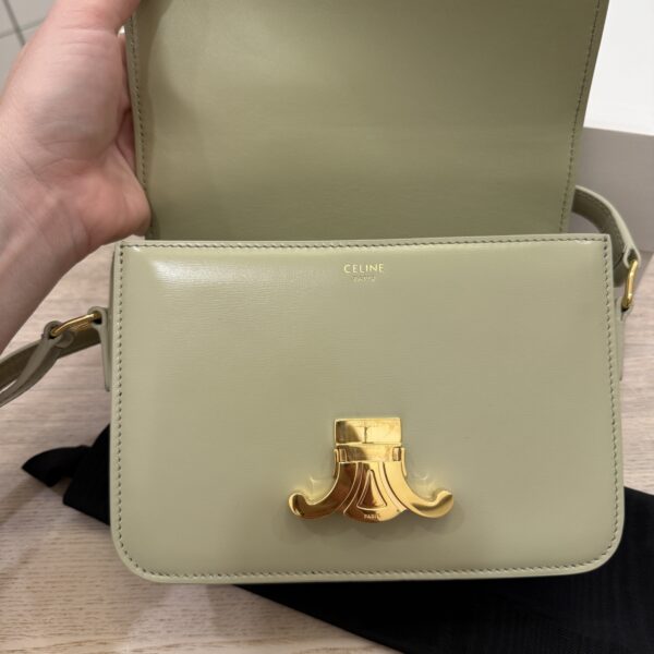 Celine Shiny Calfskin Teen Triomphe Almond Green