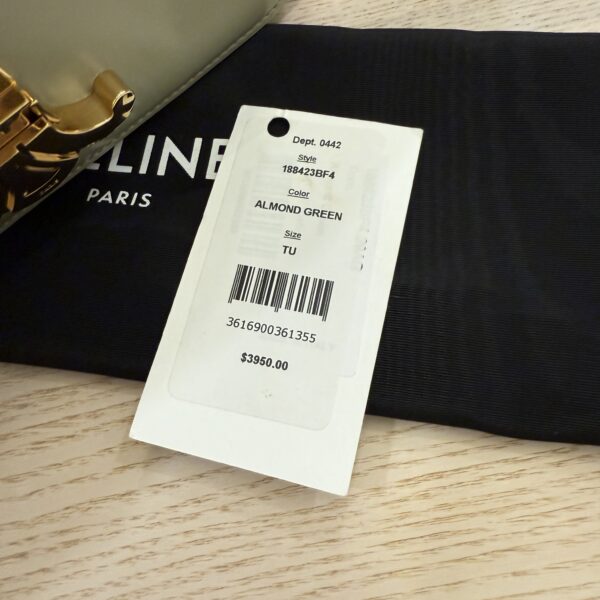 Celine Shiny Calfskin Teen Triomphe Almond Green