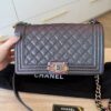 Chanel Boy Flap Bag Quilted Iridescent Goatskin Old Medium