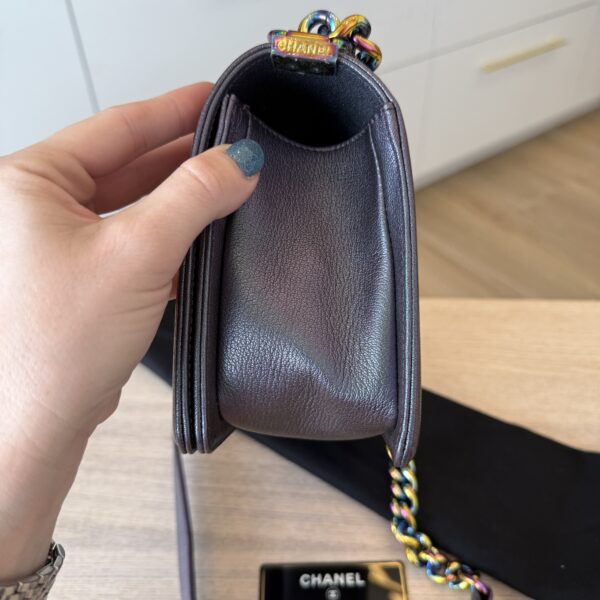 Chanel Boy Flap Bag Quilted Iridescent Goatskin Old Medium