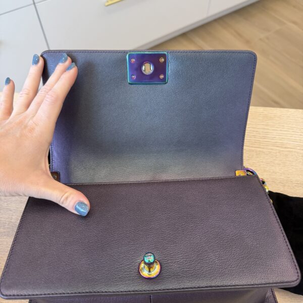 Chanel Boy Flap Bag Quilted Iridescent Goatskin Old Medium