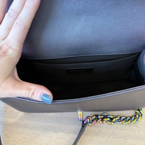 Chanel Boy Flap Bag Quilted Iridescent Goatskin Old Medium