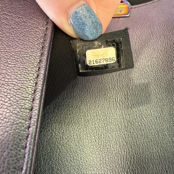 Chanel Boy Flap Bag Quilted Iridescent Goatskin Old Medium