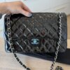 Chanel Patent Quilted Jumbo Double Flap Black with Silver Hardware