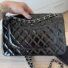 Chanel Patent Quilted Jumbo Double Flap Black with Silver Hardware
