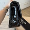 Chanel Patent Quilted Jumbo Double Flap Black with Silver Hardware
