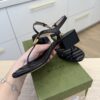 Gucci Double G Marmont Black Heeled Thong Leather Sandal 37