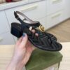 Gucci Double G Marmont Black Heeled Thong Leather Sandal 37