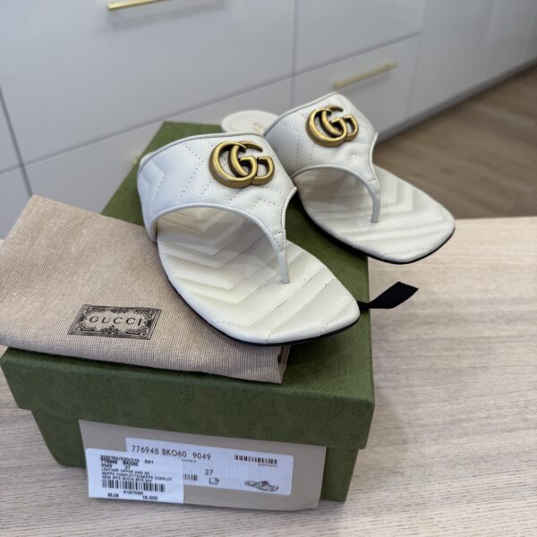 Gucci Marmont Quilted Sandals Size 37 White