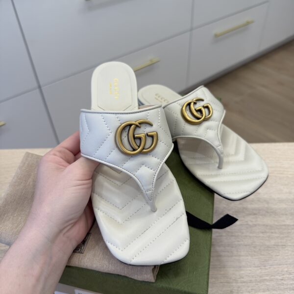Gucci Marmont Quilted Sandals Size 37 White