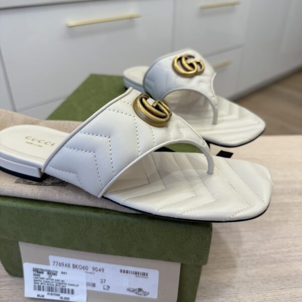 Gucci Marmont Quilted Sandals Size 37 White