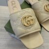 Gucci Nappa GG Matelasse GG Marmont Flat Slide Sandals 37.5 Naturale