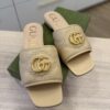 Gucci Nappa GG Matelasse GG Marmont Flat Slide Sandals 37.5 Naturale