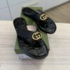 Gucci Lifford Calfskin GG Monogram Embossed Interlocking G 5mm Thong Sandals 36.5 Black