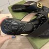 Gucci Lifford Calfskin GG Monogram Embossed Interlocking G 5mm Thong Sandals 36.5 Black