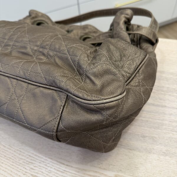 Christian Dior Metallic Lambskin Cannage Drawstring Bag