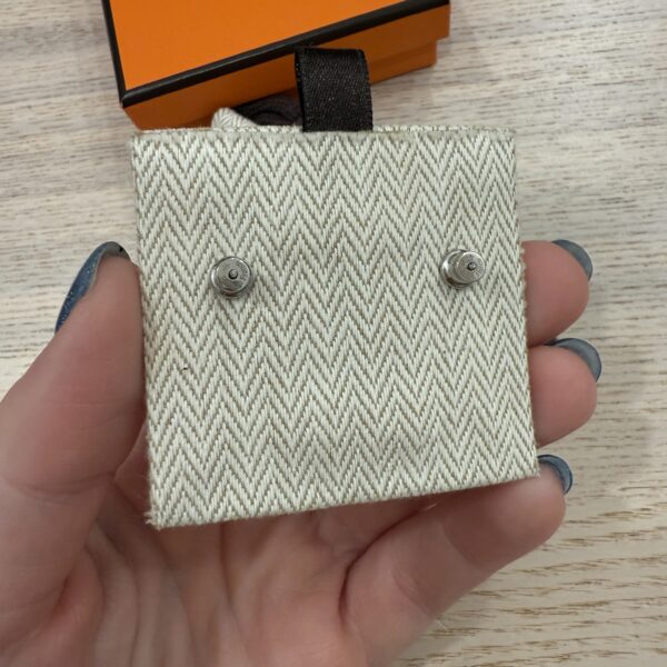 Hermes Gold Lacquered Mini Pop H Earrings Black and Silver