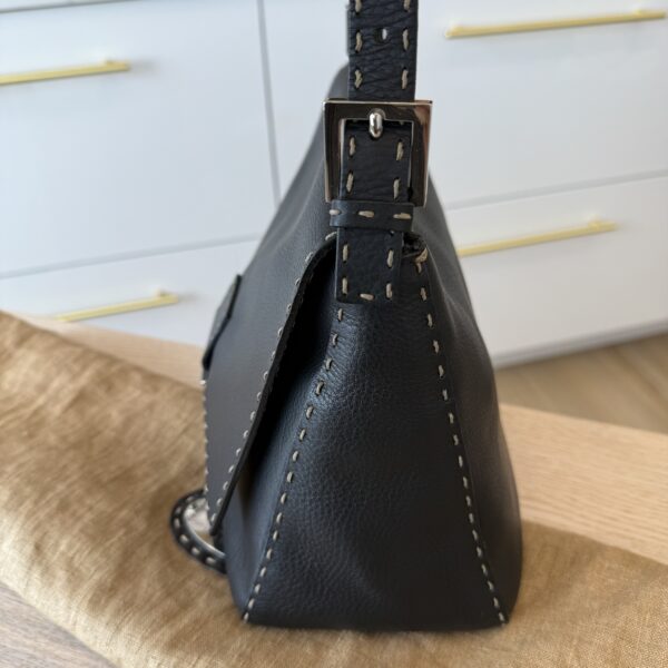 Fendi Calfskin Romano Selleria Mama Baguette Black