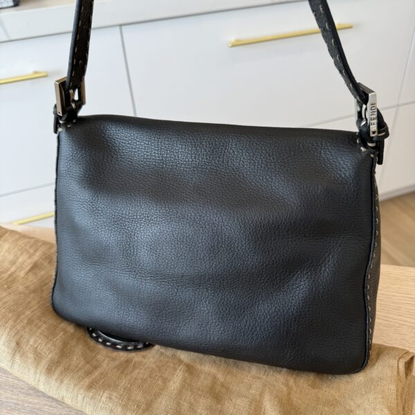 Fendi Calfskin Romano Selleria Mama Baguette Black