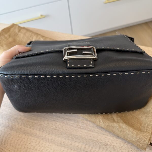 Fendi Calfskin Romano Selleria Mama Baguette Black