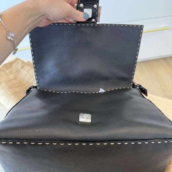 Fendi Calfskin Romano Selleria Mama Baguette Black
