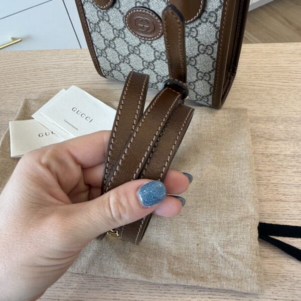 Gucci GG Supreme Small Tote Bag Brown Beige