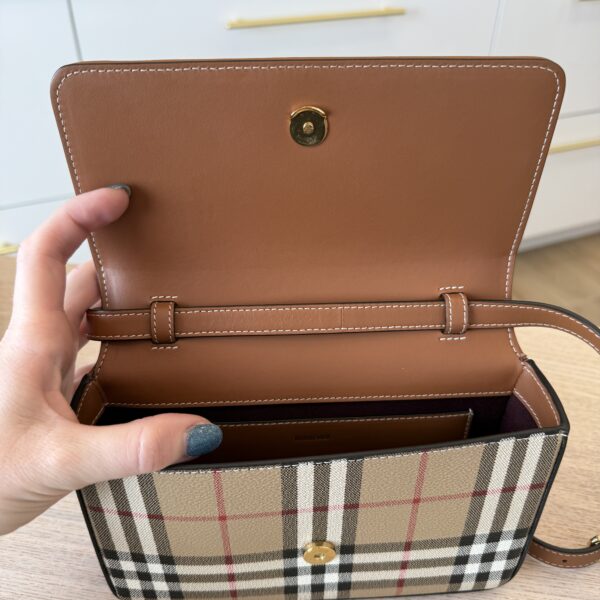 Burberry E-Canvas Vintage Check Hampshire Crossbody Archive Beige
