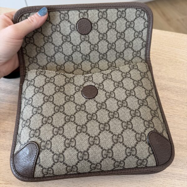 Gucci GG Supreme Monogram Web Neo Vintage Double Flap Messenger Bag Beige New Acero