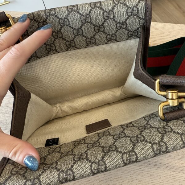 Gucci GG Supreme Monogram Web Neo Vintage Double Flap Messenger Bag Beige New Acero