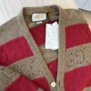 Gucci Gg Supreme-eyelet Striped Wool Cardigan In Brown Size Large