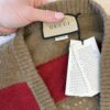 Gucci Gg Supreme-eyelet Striped Wool Cardigan In Brown Size Large