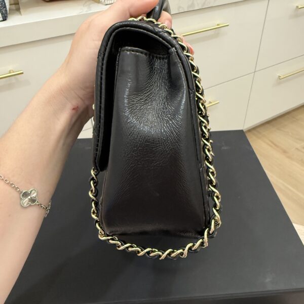 Chanel Shiny Lambskin Quilted Coco Trip Flap Bag Black