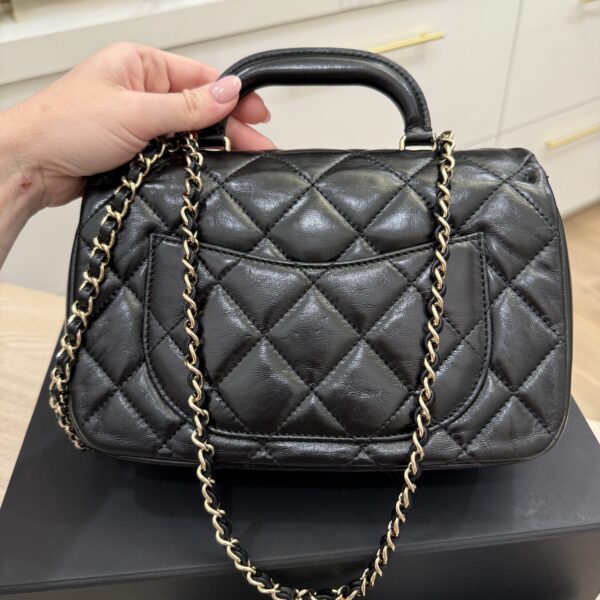 Chanel Shiny Lambskin Quilted Coco Trip Flap Bag Black