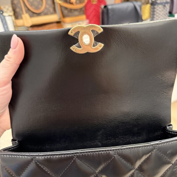 Chanel Shiny Lambskin Quilted Coco Trip Flap Bag Black