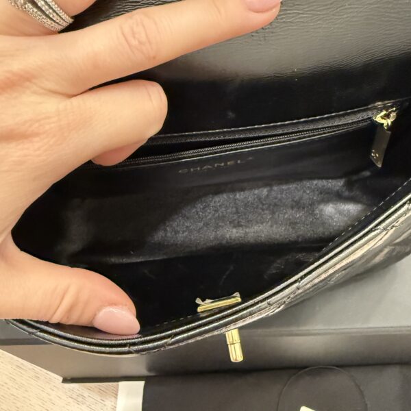 Chanel Shiny Lambskin Quilted Coco Trip Flap Bag Black