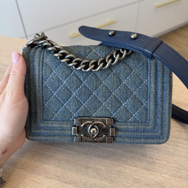 Chanel Denim Quilted Small Boy Flap Blue