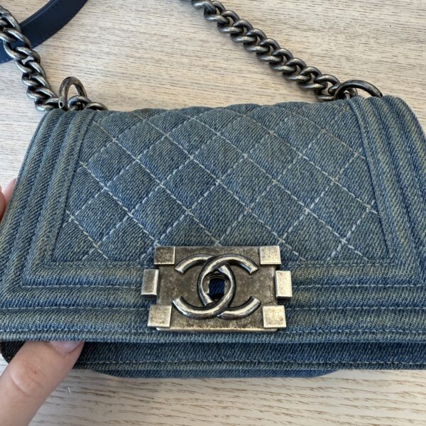Chanel Denim Quilted Small Boy Flap Blue