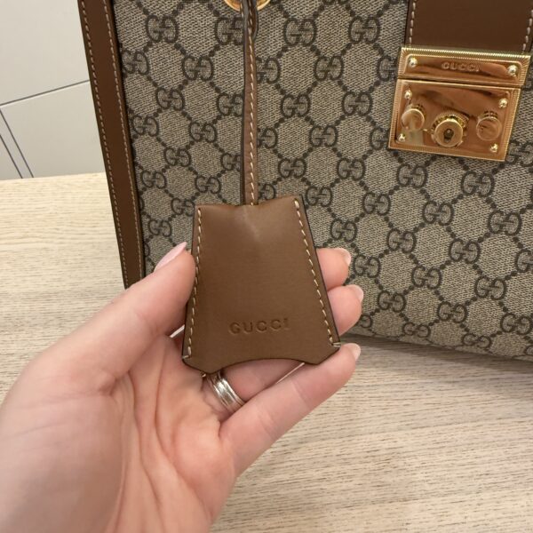 Gucci GG Supreme Monogram Medium Padlock Tote Brown