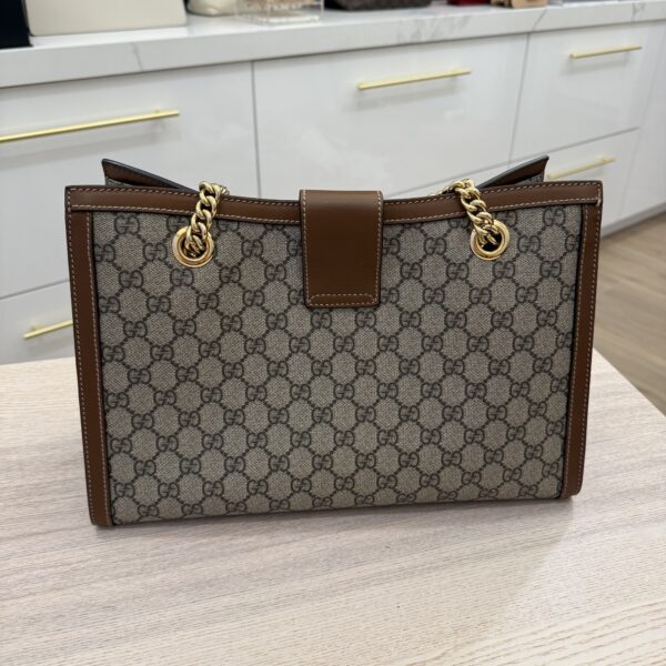Gucci GG Supreme Monogram Medium Padlock Tote Brown