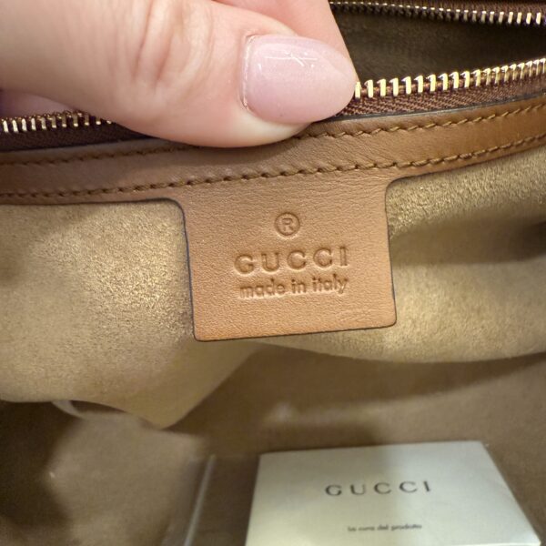 Gucci GG Supreme Monogram Medium Padlock Tote Brown