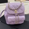 Chanel Lambskin Quilted Small Duma Drawstring Backpack Light Purple