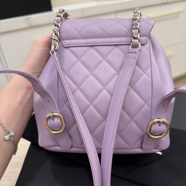 Chanel Lambskin Quilted Small Duma Drawstring Backpack Light Purple