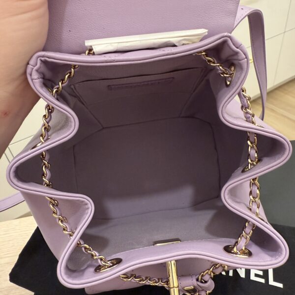 Chanel Lambskin Quilted Small Duma Drawstring Backpack Light Purple