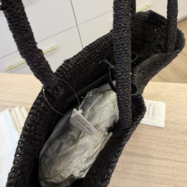 The Row Raffia Emilie Tote Bag Black