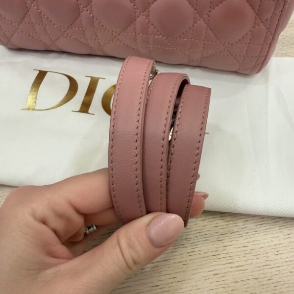 Christian Dior Lambskin Cannage Medium Lady Dior Silver Hardware Mauve