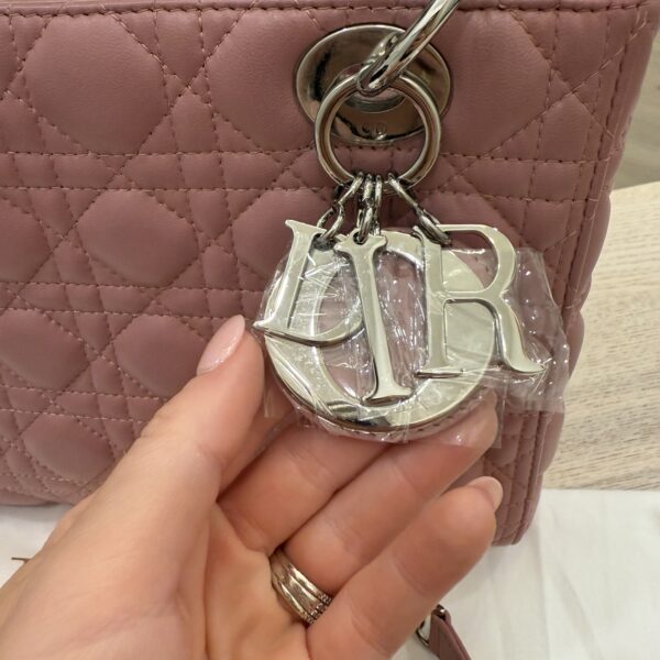 Christian Dior Lambskin Cannage Medium Lady Dior Silver Hardware Mauve