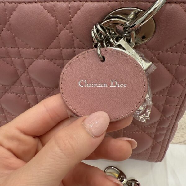 Christian Dior Lambskin Cannage Medium Lady Dior Silver Hardware Mauve