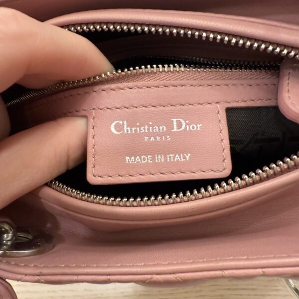 Christian Dior Lambskin Cannage Medium Lady Dior Silver Hardware Mauve