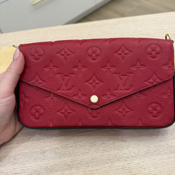 Louis Vuitton Empreinte Pochette Felicie Chain Wallet Red